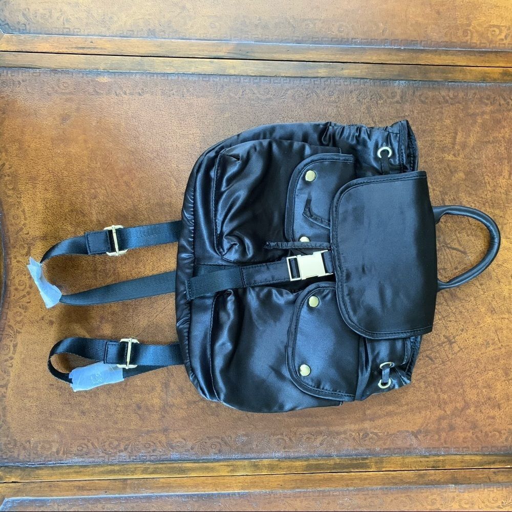 Steve Madden Black Satin Backpack - Picture 3 of 7